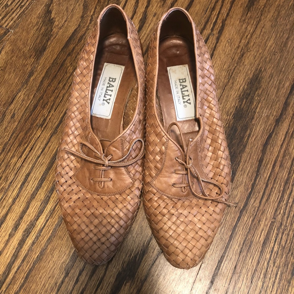 Vintage Bally Woven Leather Oxford Shoes